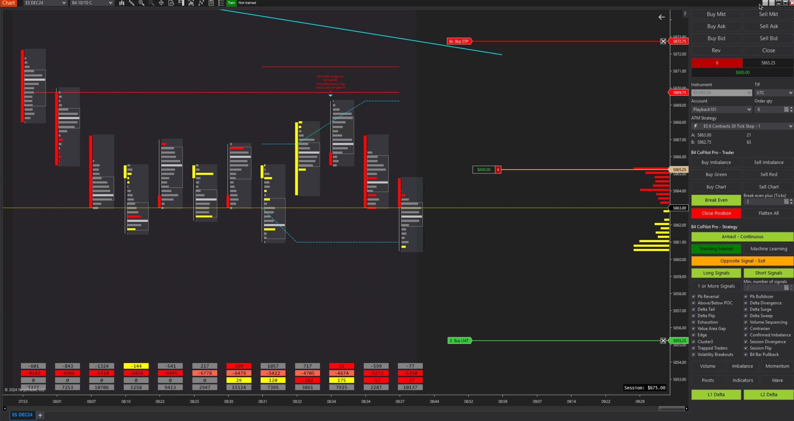 B4 CoPilot Pro - Automated order flow execution interface for NinjaTrader